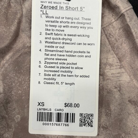LULULEMON - Zeroed In Linerless Short 5" - CARO - XSMALL - Picture 4 of 5